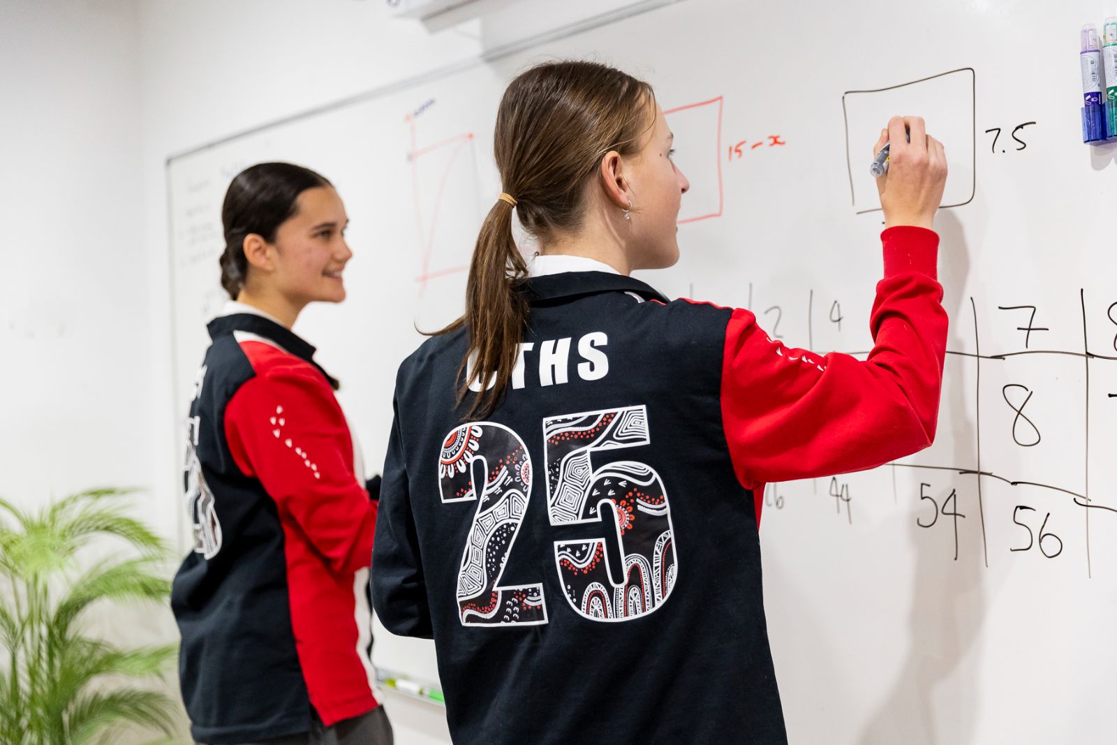 Students working together at the whiteboard